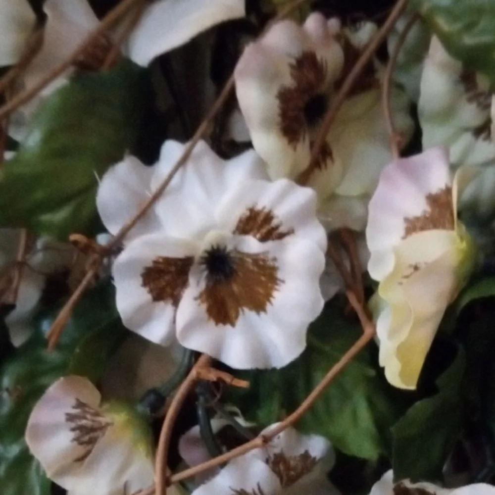 Elegant White and Green Faux Pansy Spray Floral Accents